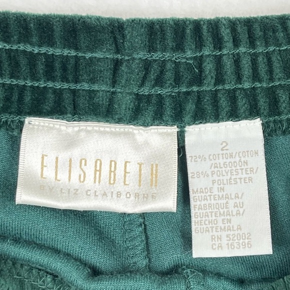 Vintage Elisabeth by Liz Claiborne Velour Elastic Waist Green Pull-on Pants Sz 2 - Picture 6 of 8